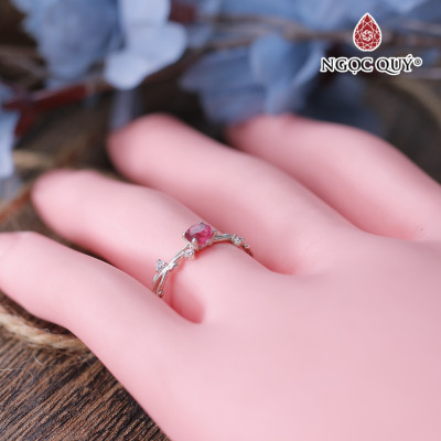Nhẫn bạc nữ ruby hồng ngọc đường kính 17 mm mệnh hỏa ,thổ - Ngọc Quý Gemstones