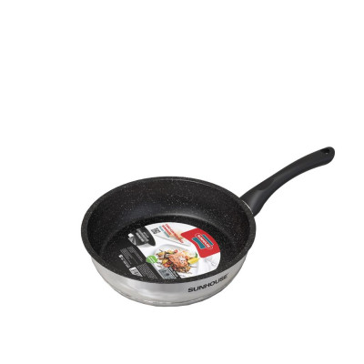 Chảo cạn Inox 5 đáy SUNHOUSE IN28M4, Đường kính 28 cm, Đáy 5 lớp truyền nhiệt tốt, 3 lớp chống dính bền, cao cấp - Hàng chính hãng
