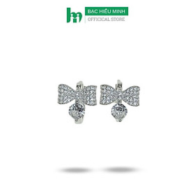 Hoa Tai Bạc 925 Hình Nơ Đính Đá Bạc Hiểu Minh HT389