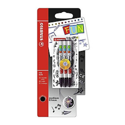 Set 3 ruột bút nước STABILO FUN - Đen