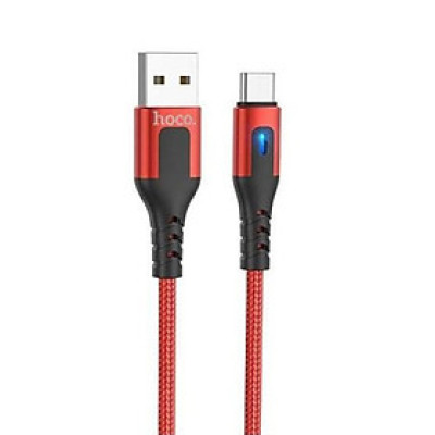 Cáp sạc nhanh 3A Hoco DU08 kết nối Type-C vải dù chống rối tích hợp đèn Led báo sạc dài 1M cho Android ( 3 màu ) - Hàng chính hãng