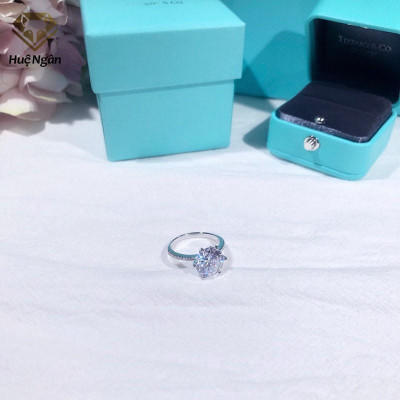 Nhẫn bạc Ý 925 Huệ Ngân - 6 chấu đính đá 8li RR1663