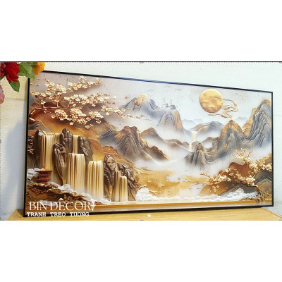 (ẢNH THẬT) Tranh treo tường núi non hùng vĩ tranh phòng khách phong thủy quà tân gia
