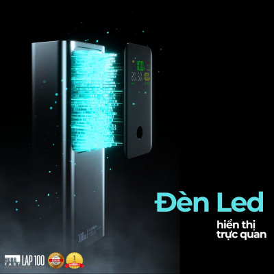 Pin Sạc Dự Phòng Laptop HubbFast LAP100 100W 26800mAh, Sạc Nhanh PD Type-C USB-A, Màn Hình LED, Đa Năng, Hàng chính hãng