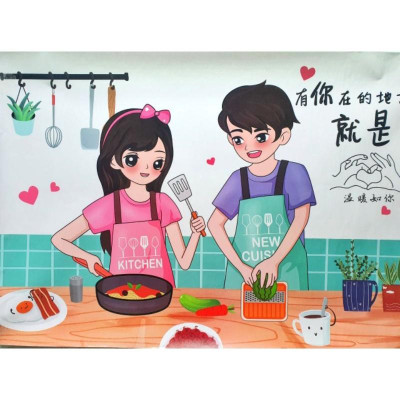 Giấy Dán Tường Nhà Bếp Cách Nhiệt Chống Dầu Mỡ, Chịu Nhiệt - Decal Dán Bếp Họa Tiết 3D (90x60cm)