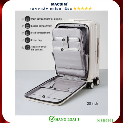 Vali cao cấp Macsim Hanke MSH9861 size 24 màu trắng- Hàng loại 1