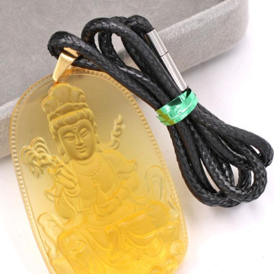 Dây chuyền mặt Phật Quan Âm Bồ Tát - pha lê vàng DEQAFVL2 - kèm hộp nhung