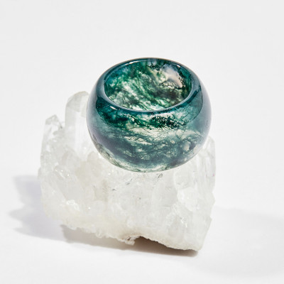 Nhẫn nam đá băng ngọc thủy tảo ni23 mệnh hỏa , thổ - Ngọc Quý Gemstones