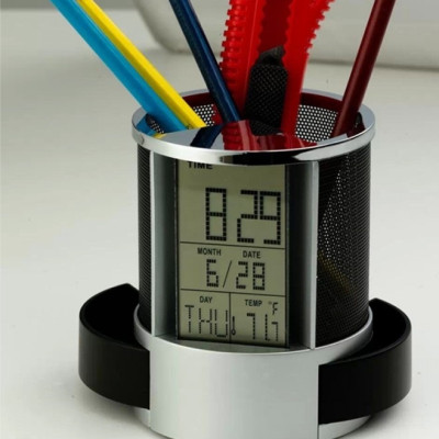 Hộp đựng bút có đồng hồ, lịch kỹ thuật số đa năng - hàng chính hãng