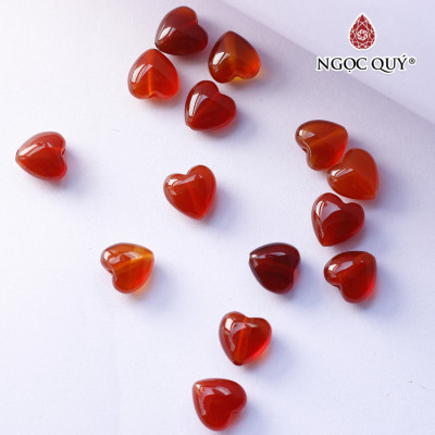 1 cái charm đá hình trái tim 3d đá mã não đỏ mệnh hỏa thổ - Ngọc Qúy Gemstones