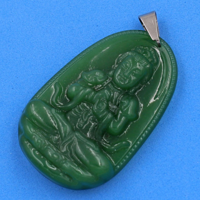 [Tuổi Mùi, Thân] Mặt Dây Chuyền Phật Đại Nhật Như Lai Đá Thạch Anh Xanh Lá Size Nhỏ 3.6cm & Size Lớn 5cm - Tặng Kèm Móc Inox - Phong Thủy 868 - May Mắn - Bình An