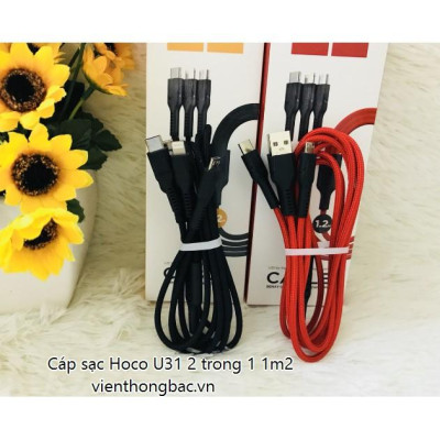 Cáp Sạc HOCO U31 - 3 Đầu - Dây Dù - Siêu Bền - Chính Hãng