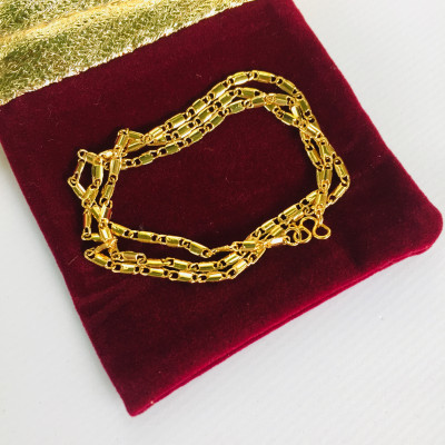 Combo Dây Chuyền Nam Nữ Mạ Vàng 18K, Dạng Mảnh, Dài 45cm, Cỡ 1,2li, Kèm Túi Nhung