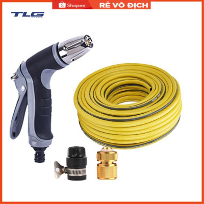 Bộ dây và vòi xịt  tăng áp rửa xe tưới cây 3-5M (cút đồng nối nhựa đen) 206817