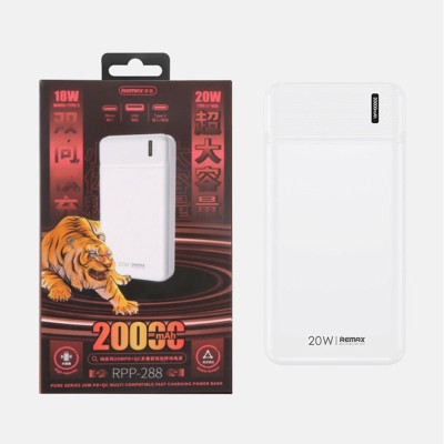 Pin sạc dự phòng 20000mAh 20W PD QC Remax RPP-288 Sạc nhanh công suất 20w cho các dòng điện thoại - Hàng Chính Hãng