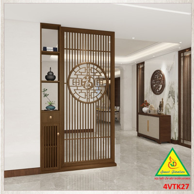 Vách ngăn phòng khách, vách ngăn tủ kệ bằng gỗm bình phong tranh 4VTK27 - NỘI THẤT LẮP RÁP VIENDONGADV