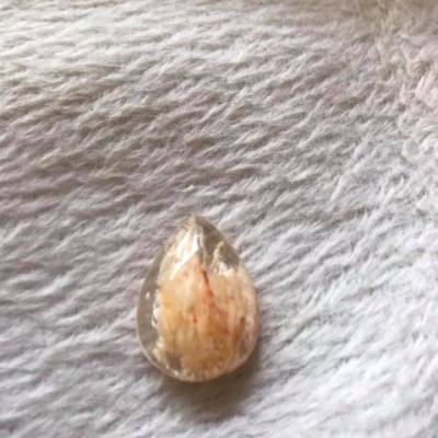 MẶT DÂY CHUYỀN ĐÁ THẠCH ANH ƯU LINH TỰ NHIÊN HÌNH GIỌT NƯỚC MÀU BÔNG TRẮNG VÀNG CAO 23,5MM ĐK 17,5MM