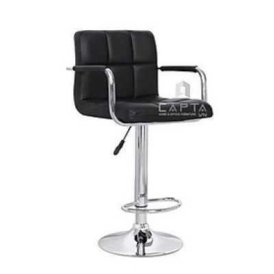 Ghế quầy bar hiện đại màu đen CB2214-P Nội thất Capta Nệm pvc dày tay thép mạ chân thép mạ chrome bóng tăng giảm độ cao 
