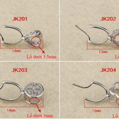 Combo 2 cái Khoen bạc móc mặt dây chuyền phật, tỳ hưu, hồ ly - Ngọc Quý Gemstones