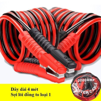 Dây Câu Kích Bình Ắc-Quy 2000AMP Dài 4m Cứu Hộ Ô Tô Xe Hơi Tặng Dây cáp kéo cứu hộ ô tô loại 3m