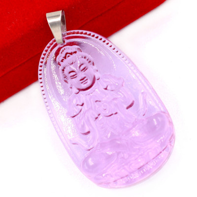 Mặt phật Như Lai Đại Nhật thủy tinh tím size nhỏ 3.6cm - phật bản mệnh tuổi Mùi, Thân