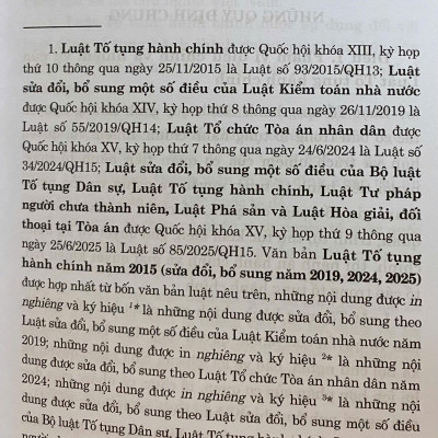 Luật Tố Tụng Hành Chính Năm 2015 ( Sửa Đổi, Bổ Sung Năm 2019, 2024, 2025)