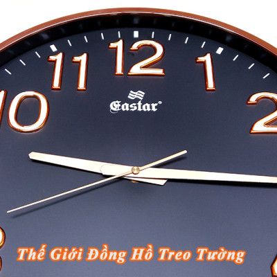 Đồng Hồ Treo Tường Cao Cấp DẠ QUANG EASTAR Mặt Tròn Lớn Viền Mỏng 38cm – Số nổi 3D – Máy NHẬT KIM TRÔI - Tặng Pin Maxell - BH 1 Năm - Treo Tường Decor Trang Trí Nhà Cửa