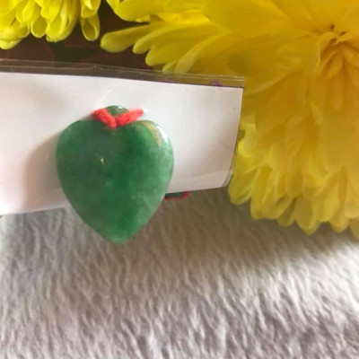 MẶT DÂY CHUYỀN TRÁI TIM XANH NGỌC ĐẬM SIZE 19MM X DẦY 5MM 100% ĐÁ CẨM THẠCH TỰ NHIÊN NỮ LÀM MẶT DÂY CHUYỀN ĐEO ĐẸP