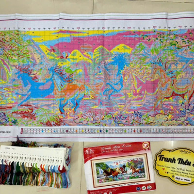 Tranh thêu kín Mã đáo thành công vs8262, kích thước 120 x 55 cm