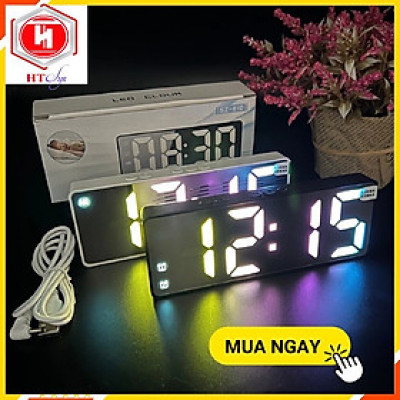 Đồng Hồ Led, Đồng Hồ Để Bàn RGB, Có Báo Thức, Hiển Thị Thời Gian, Nhiệt Độ, Có Cảm Biến Ánh Sáng Tự Động, Decor Phòng Ngủ Chill