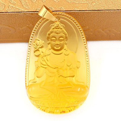 Mặt Đại Thế Chí Bồ Tát pha lê vàng 5 cm