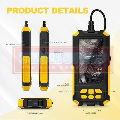 Camera Nội Soi Công Nghiệp 1080P Full HD 4.5 inch LCD Cho Ống Dẫn Dây Cứng P50 - Hàng Nhập Khẩu