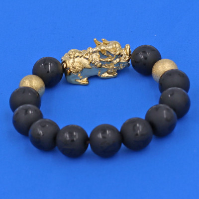 Chuỗi tay thạch anh Phật chú charm tỳ hưu 14 ly TH36