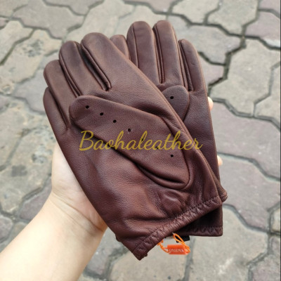 Găng tay nam da cừu nguyên tấm BHYST02 Bao tay lái xe da thật