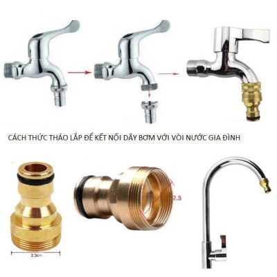 Bộ dây vòi xịt nước rửa xe, tưới cây . tăng áp 3 lần, loại 7m, 10m 206701 đầu đồng,cút,+ tặng móc khoá