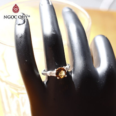 Nhẫn bạc nữ đá Citrine mệnh thổ, kim - Ngọc Quý Gemstones