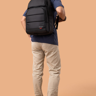 Balo laptop KINGBAG MARCUS 15”, nhiều ngăn sức chứa lớn, tích hợp USB, trượt nước, đai buộc vali, màu đen - Hàng chính hãng