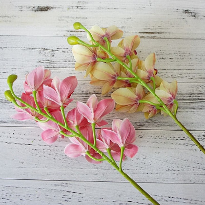 Cành hoa địa Lan giả - 1 cành - 9 bông - Nhiều loại màu sắc - Cây giả, hoa lụa Decor trang trí nhà cửa