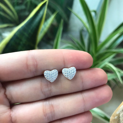 Bông Tai Khuyên Tai Bạc 925 Trái Tim Đính Đá BẠC HIỂU MINH HT359