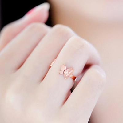 Nhẫn titan nữ thời trang freesize bướm hở cách điệu thép không gỉ titanium 3h jewelry 3 màu NNUT36