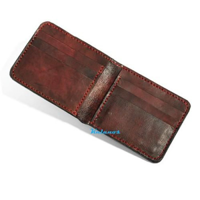 Bóp Ví đẹp cao cấp handmade, được làm thủ công từ da bò Kalanos KBN3280-Nau, Ví nam nữ mini dáng ngang màu nâu đỏ