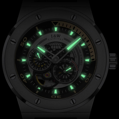 Đồng hồ nam chính hãng IW CARNIVAL IW619G-4 Kính sapphire ,chống xước,Chống nước ,Bảo hành 24 tháng,Máy cơ (Automatic),Dây cao su cao cấp,thiết kế lộ cơ thể thao