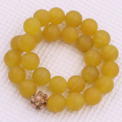 [Mệnh Kim, Thổ] Vòng Chuỗi Niệm Phật Đá Thạch Anh Vàng Mờ 14 Ly 27 Hạt Charm Hoa Sen Inox, Vòng Chuỗi Phật Giáo, Chuỗi Niệm Phật Hạt To - Phong Thủy 868