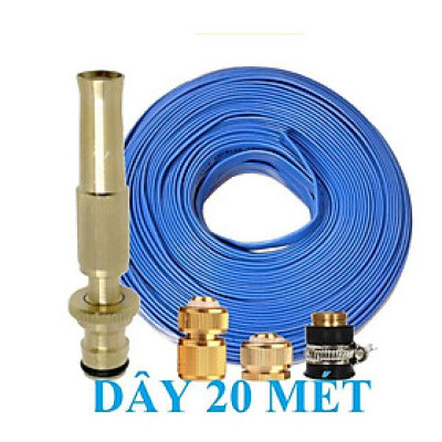 Bộ dây vòi xịt nước rửa xe, tưới cây . tăng áp 3 lần, loại 20m 206701 đầu đồng, cút đồng+ tặng đai