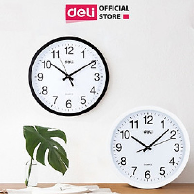 Đồng Hồ Treo Tường Kim Trôi Quazt Cao Cấp Deli Không Tiếng Ồn Có Bảo hành Kèm Móc Treo 9005