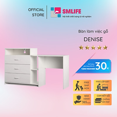 Bàn máy tính tại nhà bằng gỗ thiết kế nhỏ gọn SMLIFE Denise