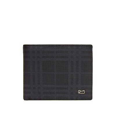 VÍ NGANG DA BÒ HỌA TIẾT KẺ - LPB-220019Z-A-BLK