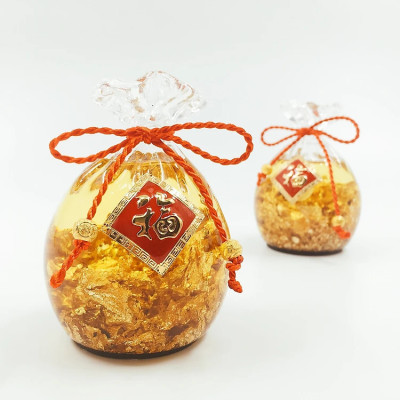 Túi vàng lá Thần Tài phong thủy sung túc tài lộc trang trí  - Hàng chính hãng