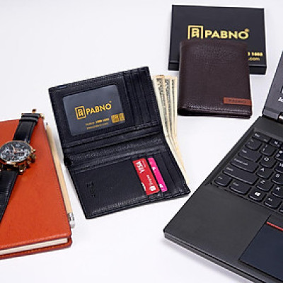 Ví da nam dập nổi logo PABNO VD80 - Ví Đứng