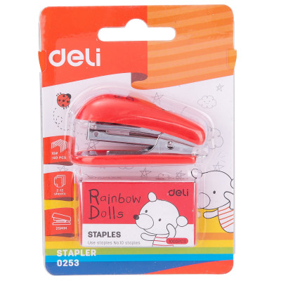 Dập Ghim Mini #10 Deli, Đính Kèm 1000 Chiếc Ghim 12 Trang, Xanh, Đỏ, Xanh Lá - 1 Cái E0253